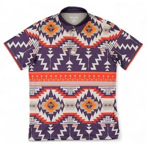 Pins & Aces Polo Shirt Mens Large Geometric Golf Southwest Aztec Print